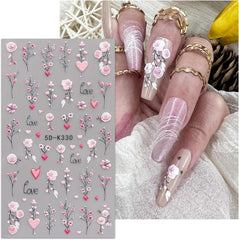 JMEOWIO 3D Nagelsticker Blumen Nail Art Sticker Selbstklebend Nagelaufkleber 5D Stereoskopisch Frühling Sommer Dekoration Nageldesign Zubehör 4 Blatt