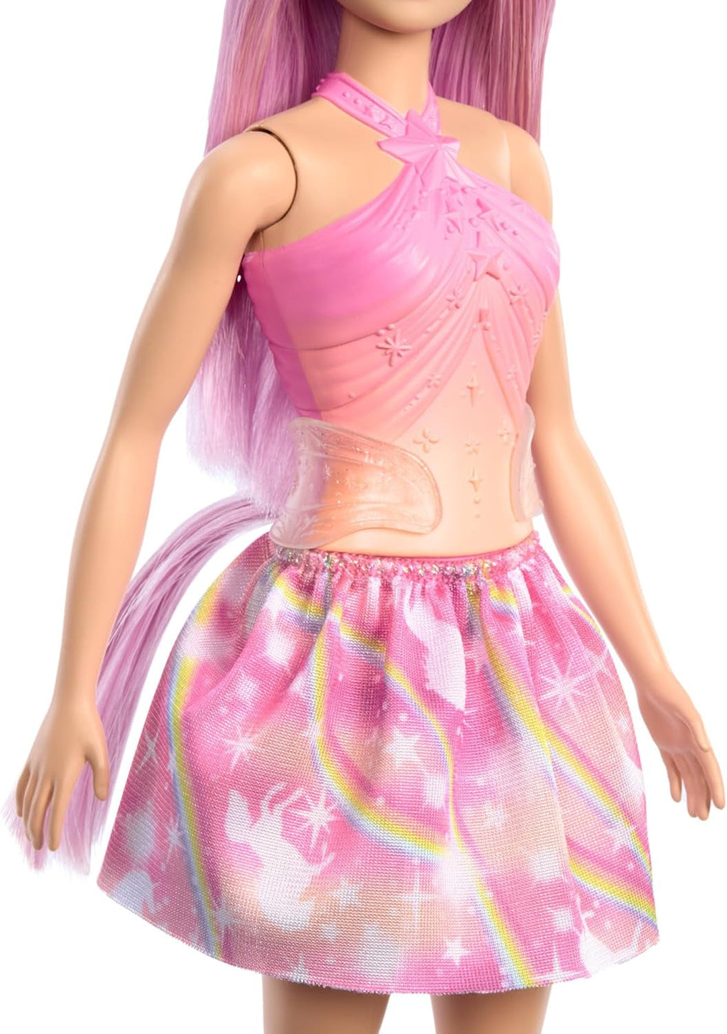 Păpuși Barbie Unicorn cu păr fantezie colorat, ținute cu gradient de culoare și accesorii fantezie în jurul temei unicorn, HRR13 Papusi Naty Shop