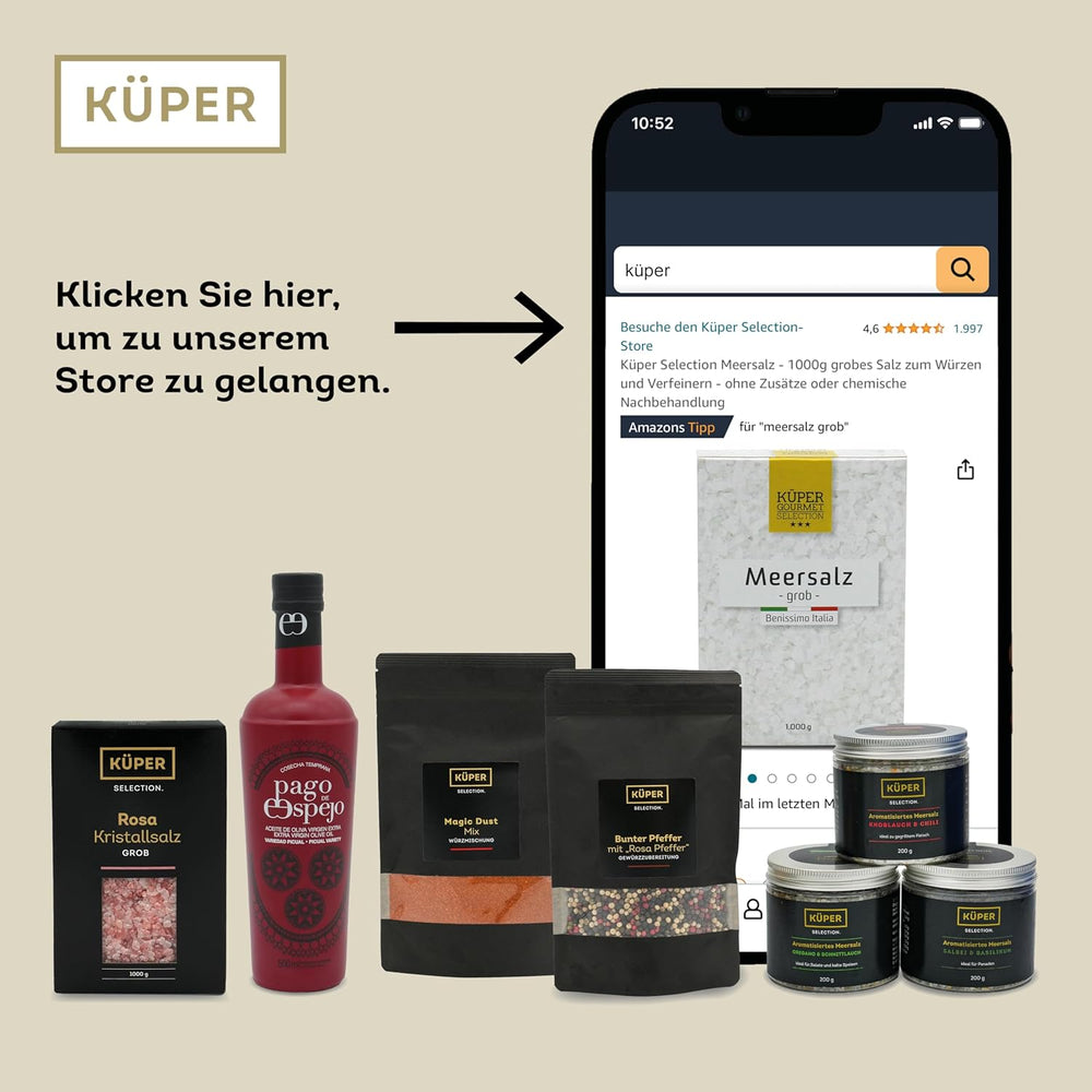 Küper Selection Meersalz - 1000 g hrubé soli na koření a zjemnění - ohne Zusätze oder chemische Nachbehandlung