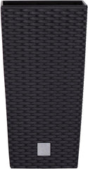 Ghiveci/ghiveci cu aspect de ratan Prosperplast cu insert | 26,5 x 26,5 x 50 cm | antracit | rezistent la intemperii și UV | fabricat din plastic robust | pentru interior și exterior