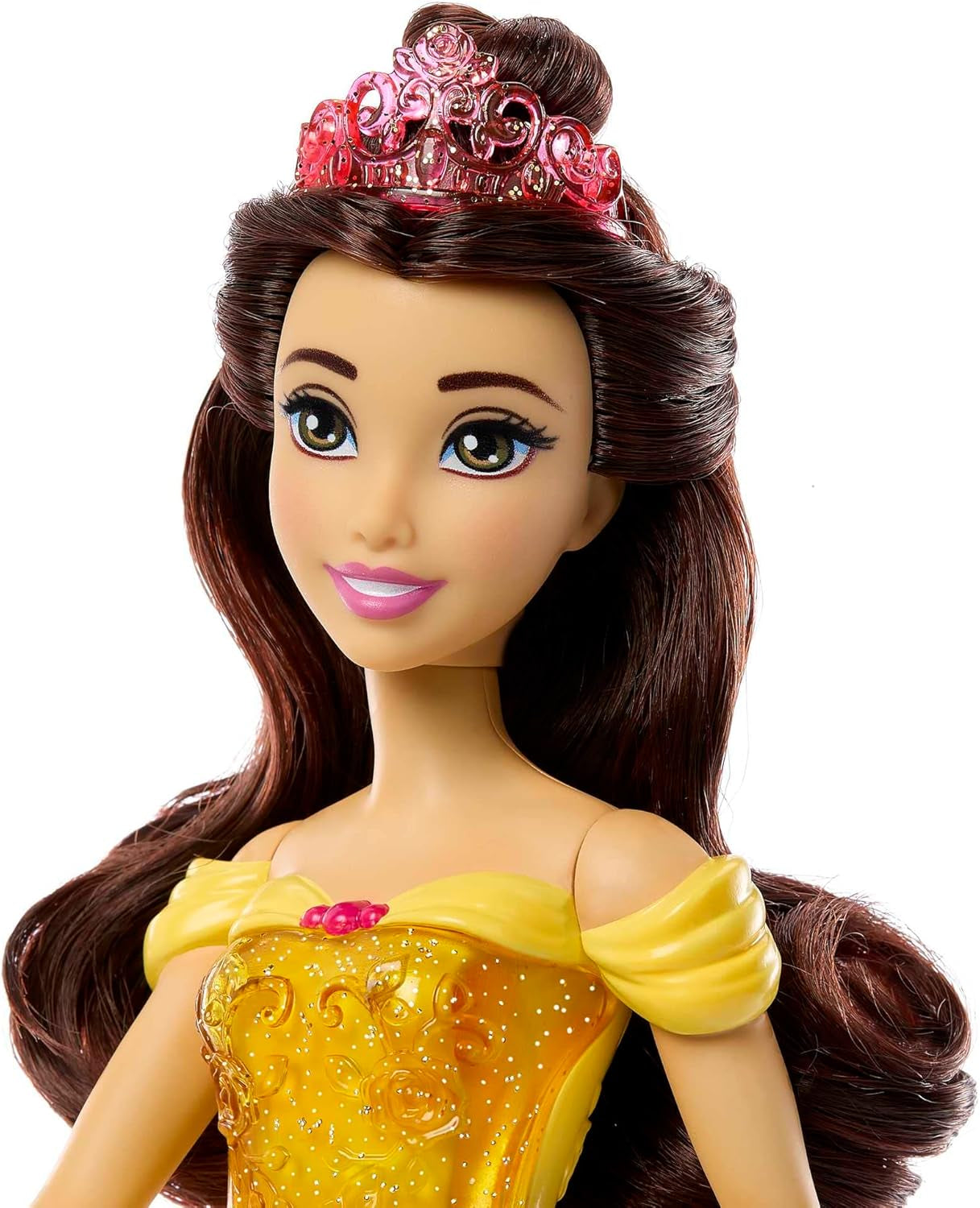 Mattel Disney Princess Toy Pohyblivá panenka Belle Fashion se třpytivým oblečením a doplňky Dárek pro děti inspirovaný filmem Disney HLW11 Naty Shop Dolls