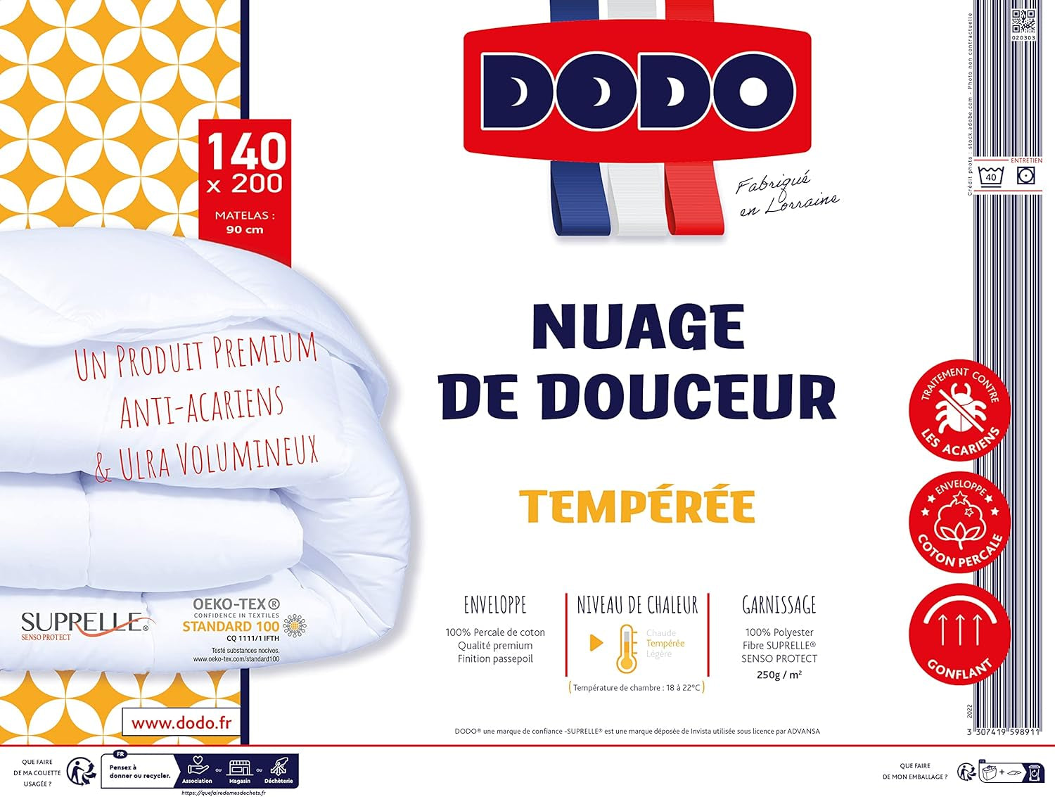 Cuvertură, Percale, Bumbac premium, Temperat, 140 X 200 Cm, Pentru pat de o persoană, Cuvertură în formă de nor, Rezistent la mușcături și gonflabil, Lavabil la mașină la 40 °C Plapumi si pilote Naty Shop