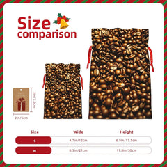 Lustige geröstete Kaffeebohnen, Weihnachtsbeutel mit Kordelzug, robust, 11,9 x 17,5 cm, geeignet für Partygeschenke und Geschenkverpackung, 1 Stück