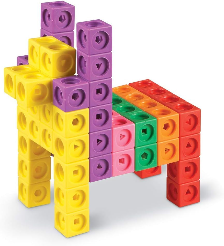 Výukové zdroje MathLink Steckwürfel Big Builders pro Baumeister, ab 5 Jahren, Konstruktionsspielzeug für frühes Mint-Lernen, 200 Teile