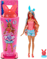 Set Barbie Pop Reveal cu păpușă și accesorii, seria Shakes, păpușă la modă pisoi parfumată drăguță și animal de companie, cu 8 surprize, inclusiv schimbarea culorii, JCN87