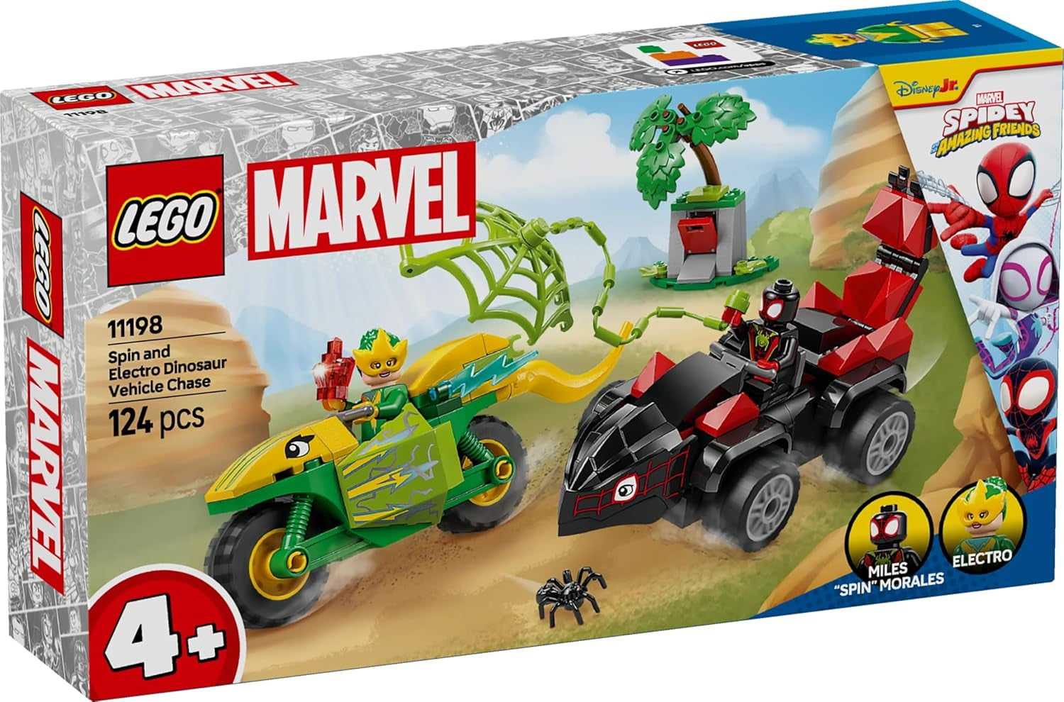 LEGO Marvel Action Fun With Spin And Electro In Their Dino Speedsters, Buildable Superhero Car For Boys And Girls From 4 Years, Hero Set With Toy Car, Spidey And His Super Friends 11198 Seturi de constructie Besuche den LEGO-Store
