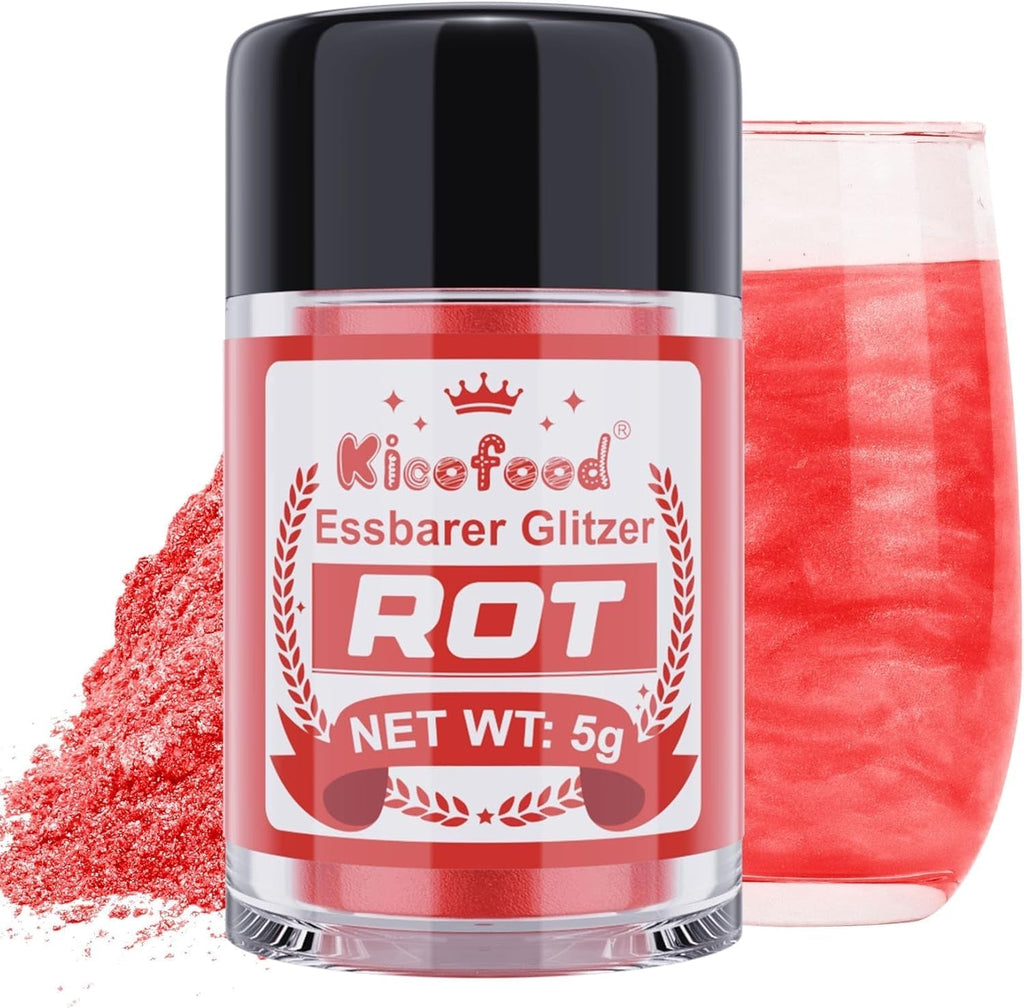 Kicofood, glitter comestibil, 5 grame, diverse culori Glitter Naty Shop Rosu