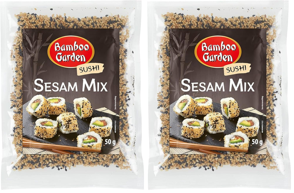 Bamboo Garden - Sushi Sesame Mix, Ideální pro přípravu sushi všeho druhu, vynikající také jako Topping k různým pokrmům, v müsli nebo kaši, 1 x 50 g