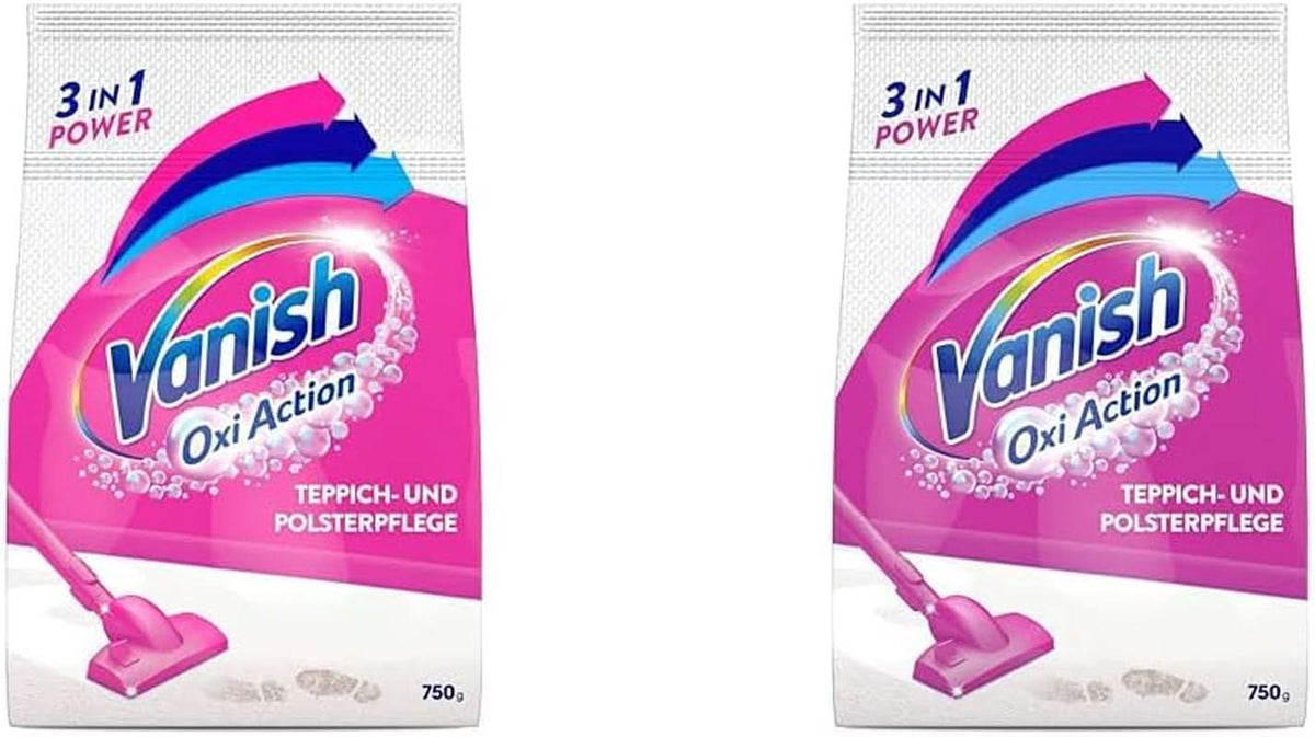 Vanish Oxi Action čisticí prášek na koberce a čalounění - 1 X 820 G - Čistí velké plochy koberců a čalounění od špíny, zápachu a prachu Naty Shop Prací prostředky na praní prádla 2 x 820 gramů