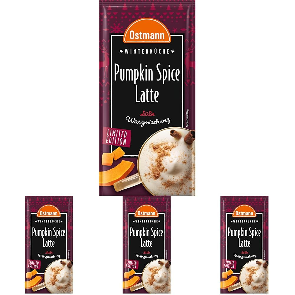 Ostmann Gewürze – Pumpkin Spice Latte Würzmischung, zum Einrühren in Milch mit Kaffee nebo Espresso, mit Kürbispulver, 16 g im Beutel (Verpackungsdesign kann abweichen)