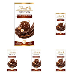 Lindt Creation Hazelnut De Luxe Bar - Hořká čokoláda s křupavými lískovými oříšky ve smetanové náplni