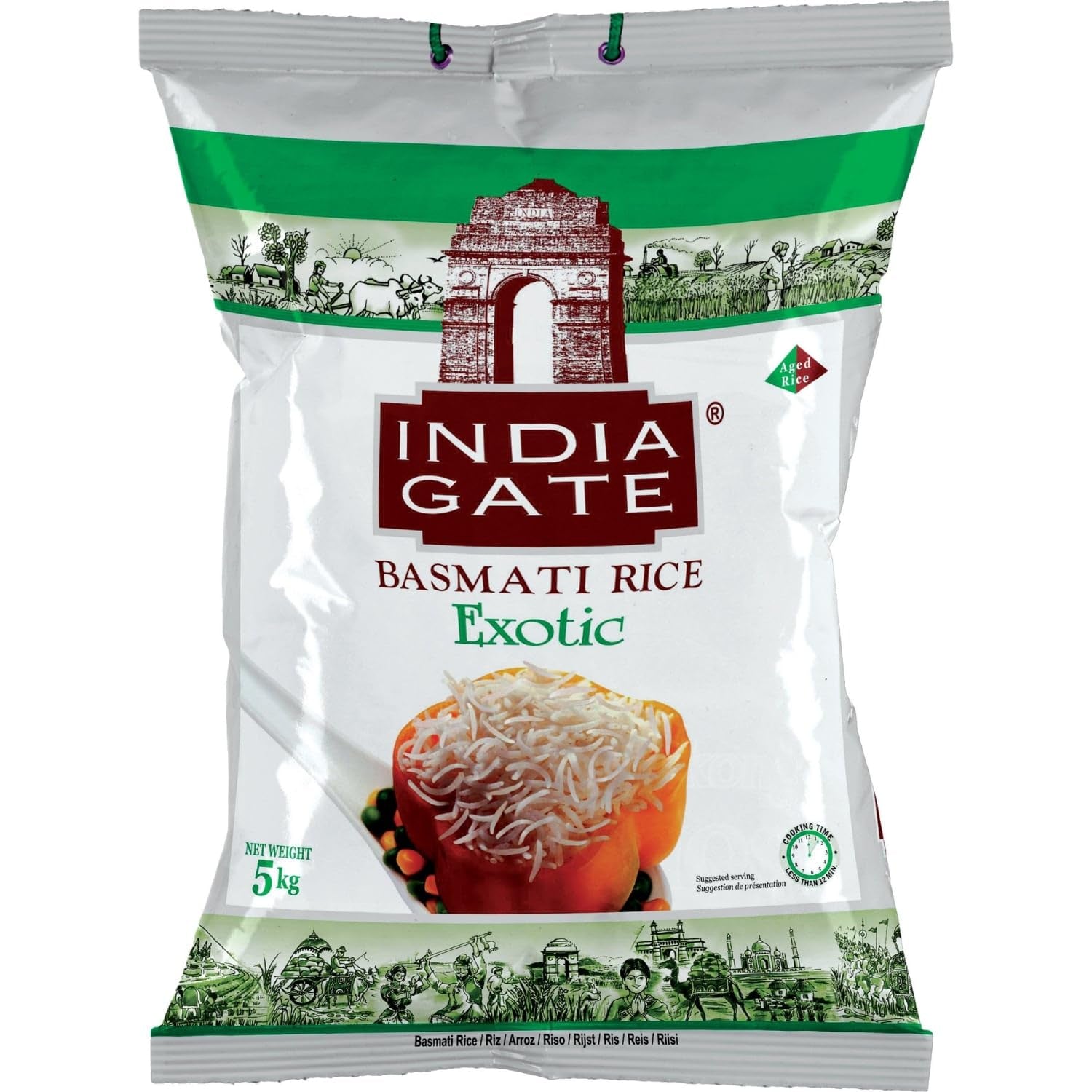 INDIA GATE Premium Basmati rýže – Jemná dlouhozrnná rýže, aromatická, z Indie, jemná dlouhozrnná (1 x 5 kg)