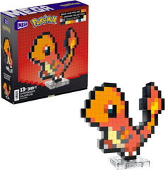 MEGA Pokémon Glumanda - Figură construibilă în aspect retro, Pixel Art, Inclusiv bază pentru montare pe perete, Pentru constructori și colecționari adulți, HTH76 Action figures Naty Shop Glumanda