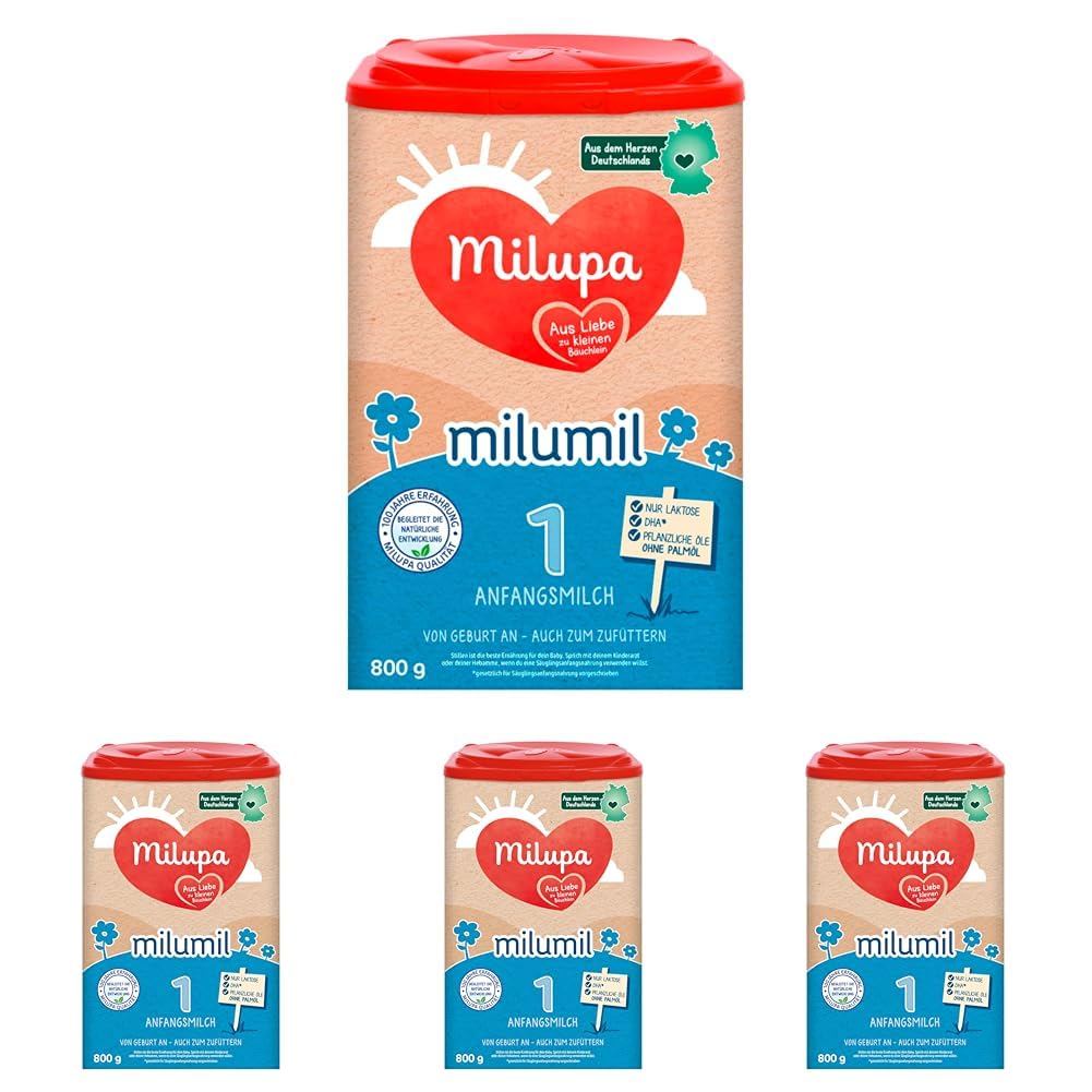 Milupa Milumil Pre, Sušené mléko pro kojence - S důležitými živinami a bez palmového oleje - 800 g Naty Shop 4 x 800 gramů Milumil 1