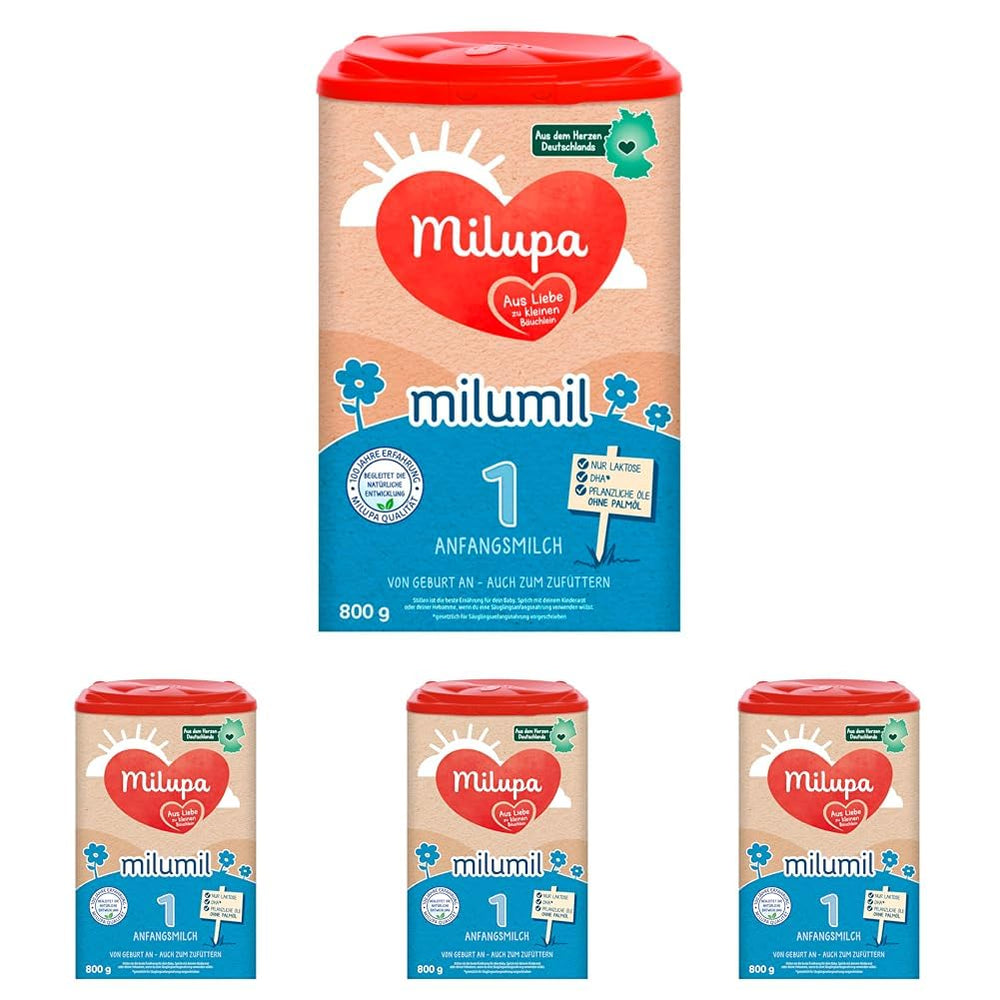 Milupa Milumil Pre, Sušené mléko pro kojence - S důležitými živinami a bez palmového oleje - 800 g Naty Shop 4 x 800 gramů Milumil 1