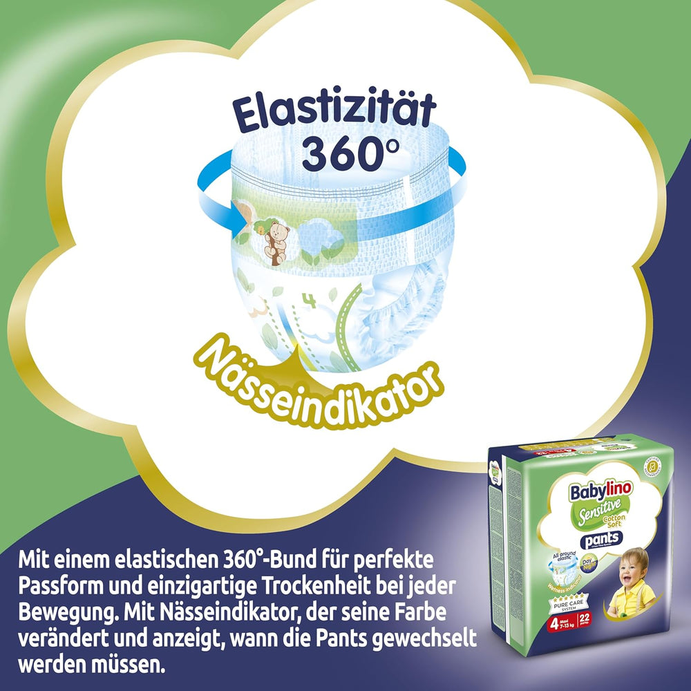 Pleny Sensitive Cotton Soft, velikost 4, Kalhotky Maxi (7-13 kg), 22 kusů