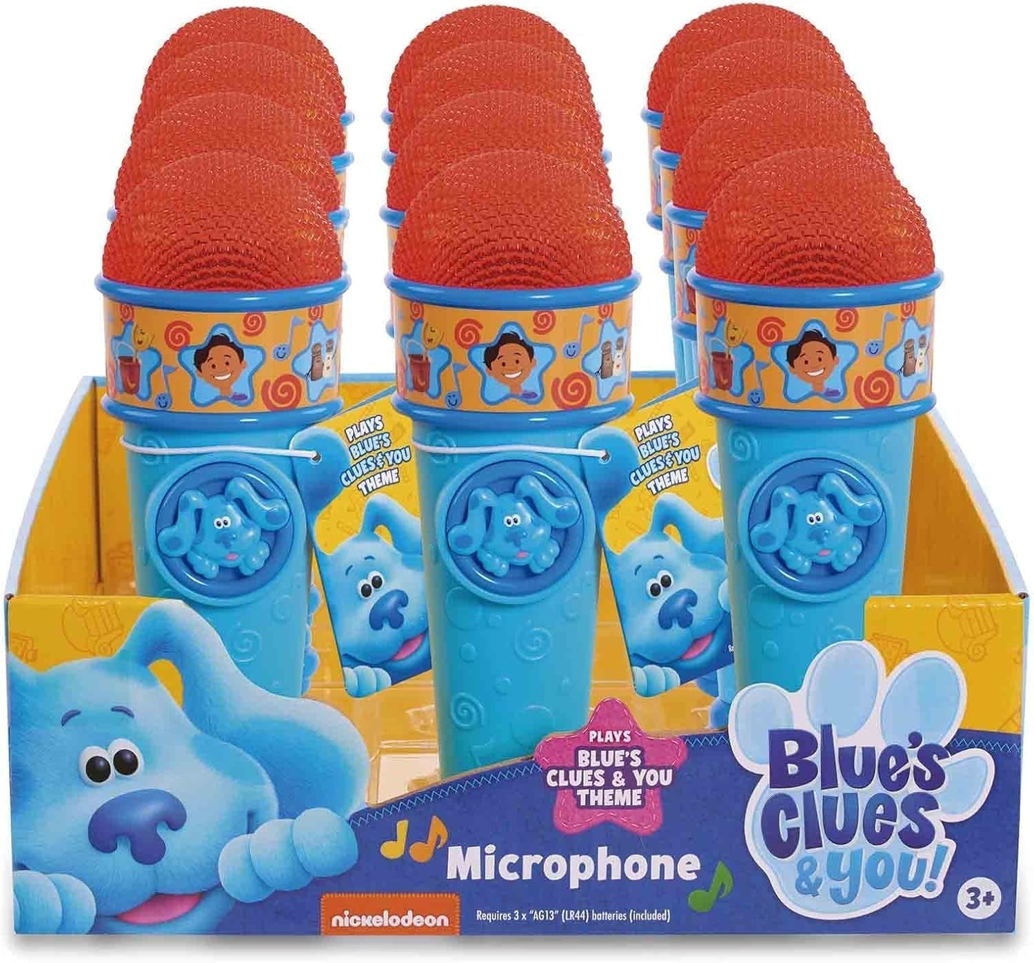 Blue and Tips, microfon albastru, jucărie pentru câini, Blues Clues, cu cântecul din seria de desene animate pentru băieți și fete de la 3 ani în sus, multicolor Jucarii Bebe Naty Shop