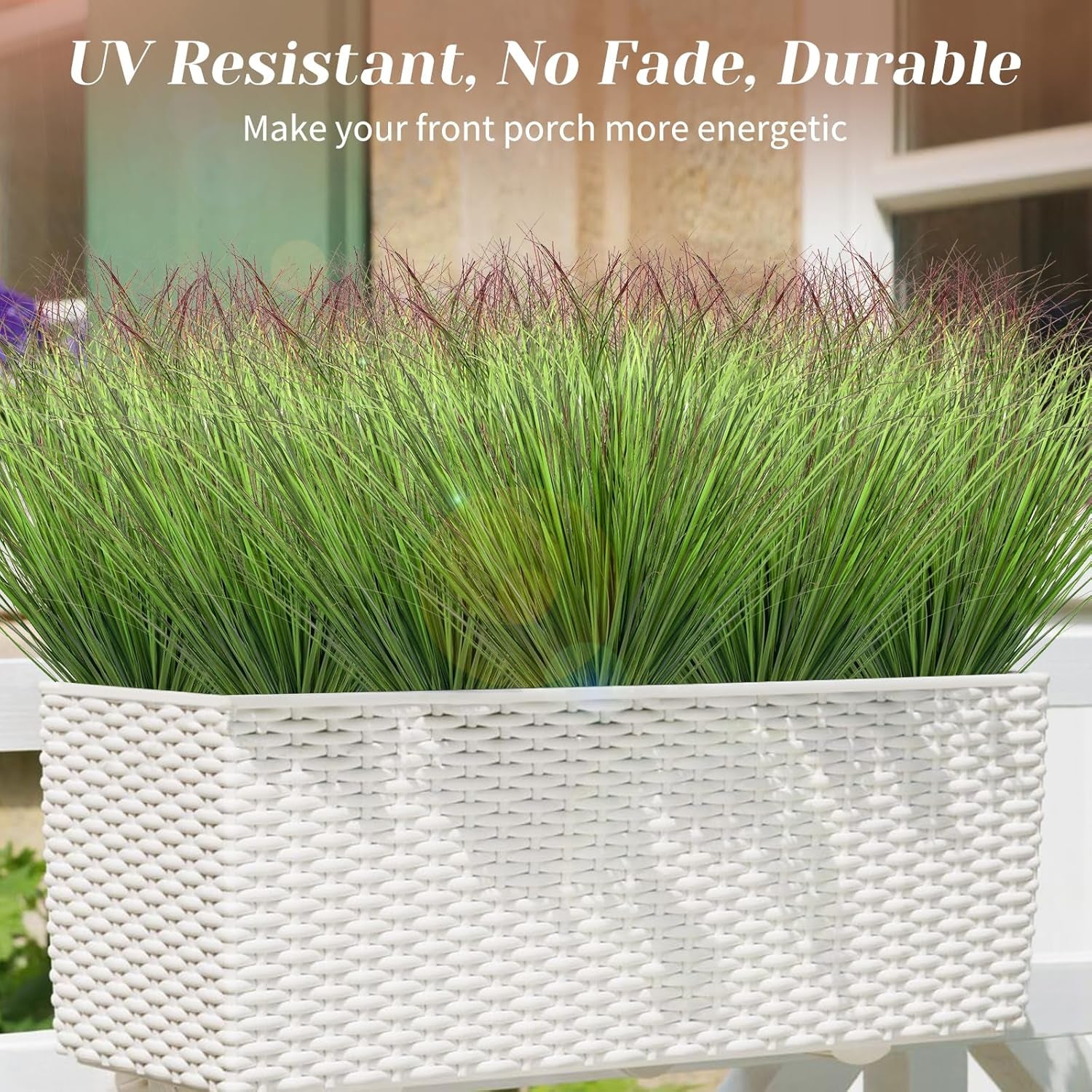 Künstliche Graspflanzen, Künstliche Sträucher, Weizengras, Künstliche Hohe Pflanzen Für Outdoor-Dekoration, Grüne Stiele, Unkraut Für Zimmer, Innenbereich, Heimdekoration (Grün-Roter Schwanz), 40