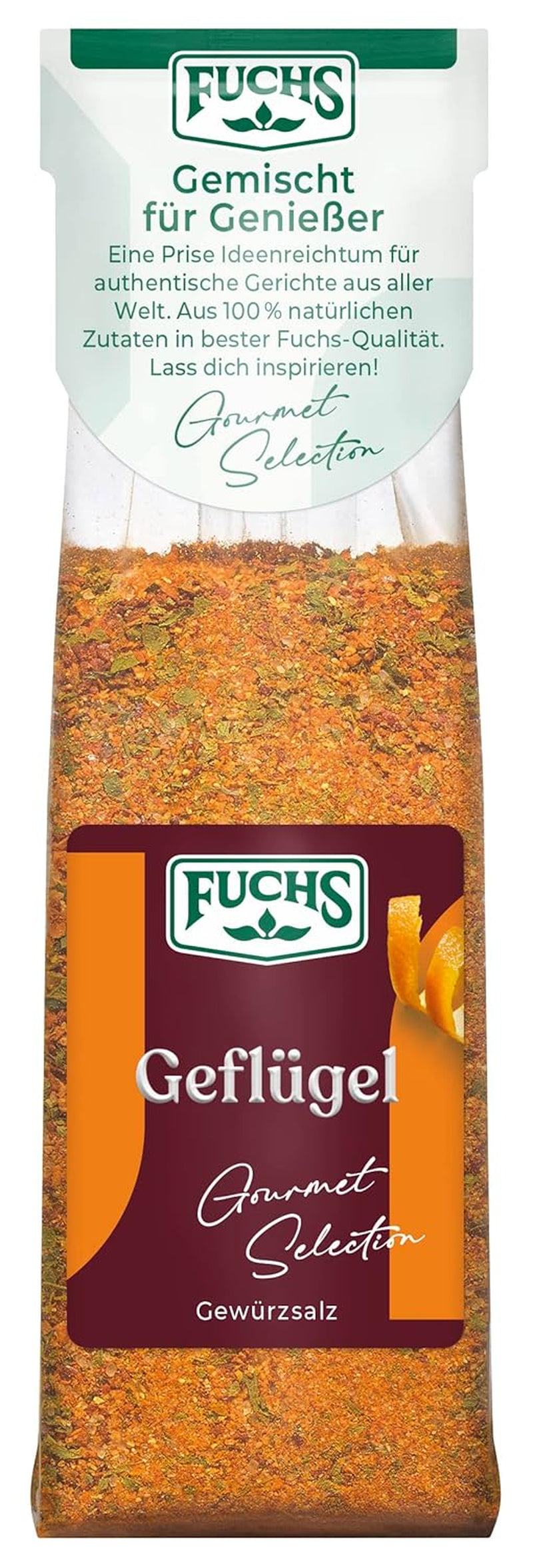 Fuchs Gourmet Selection Klassisch/Heimisch – Bratkartoffel Gewürzsalz, nachfüllbares Kartoffel Gewürz, Salz zum Würzen von Brat- & Ofenkartoffeln, Pommes Frites & Co, vegan, 70 g