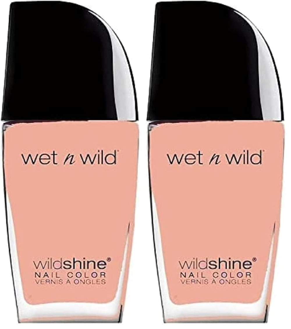 Lak na nehty Wet n Wild Wild Shine, bez formaldehydu, toluenu a ftalátů, dlouhotrvající rychleschnoucí formule, růžová Tickled (2 balení)