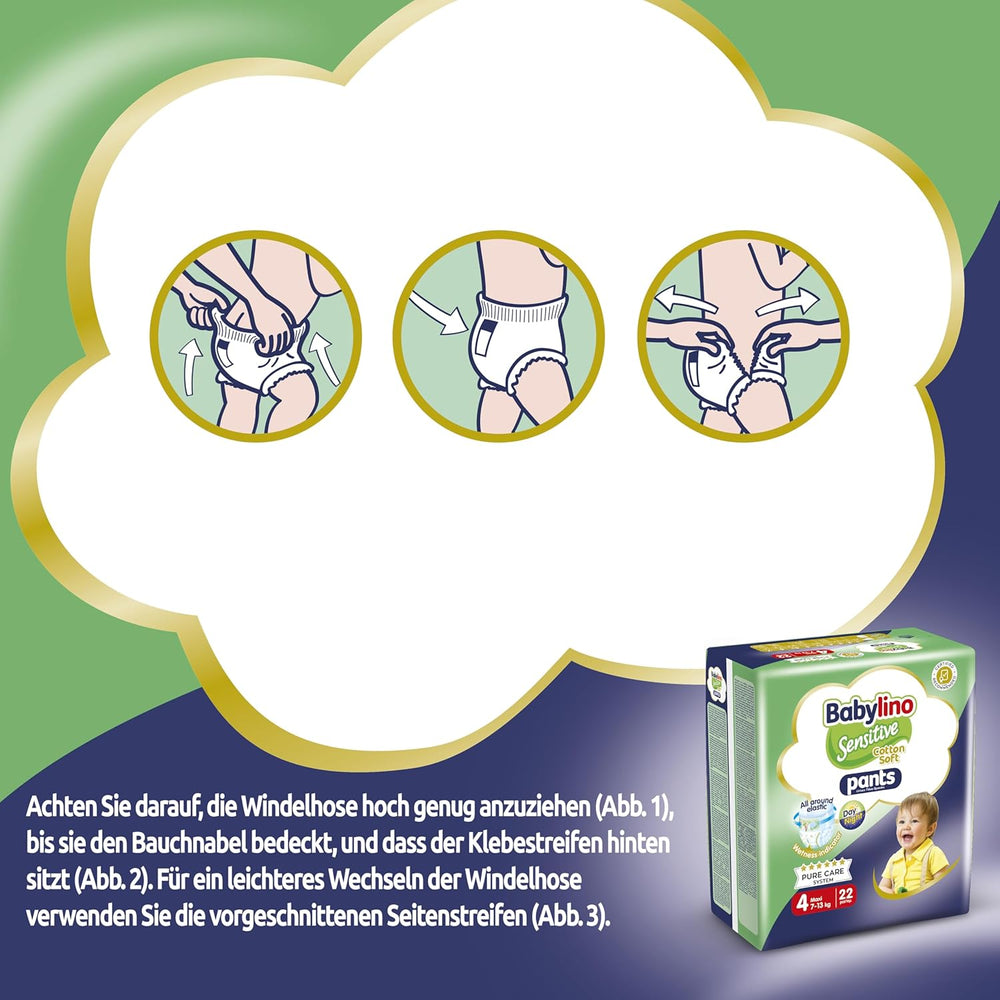 Pleny Sensitive Cotton Soft, velikost 4, Kalhotky Maxi (7-13 kg), 22 kusů