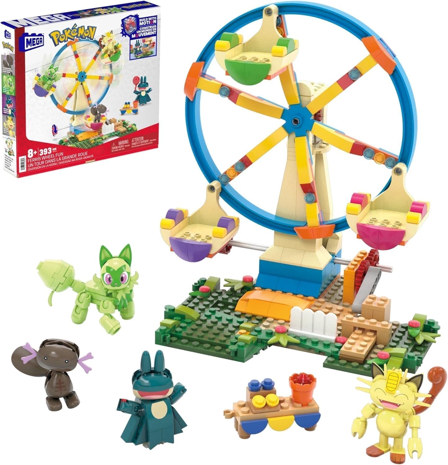Stavebnice MEGA akční figurky Pokémon, 1101 dílků tréninkové arény, bojová hra a 5 pohyblivých figurek pro děti, akční figurky HWR82 Naty Shop Ferris Wheel Fun
