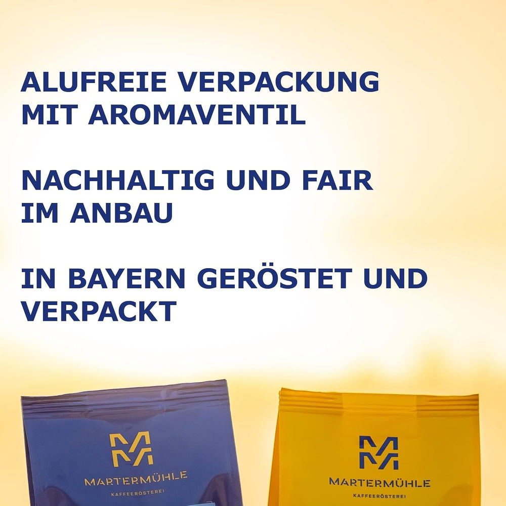 Martermühle Mexiko Bio Espressobohnen entkoffeiniert 1kg mittelkräftig I Arabica I Aromen: Nougat, Zartbitterschokolade I Ganze Bio Espresso-Bohnen schonend geröstet, säurearm
