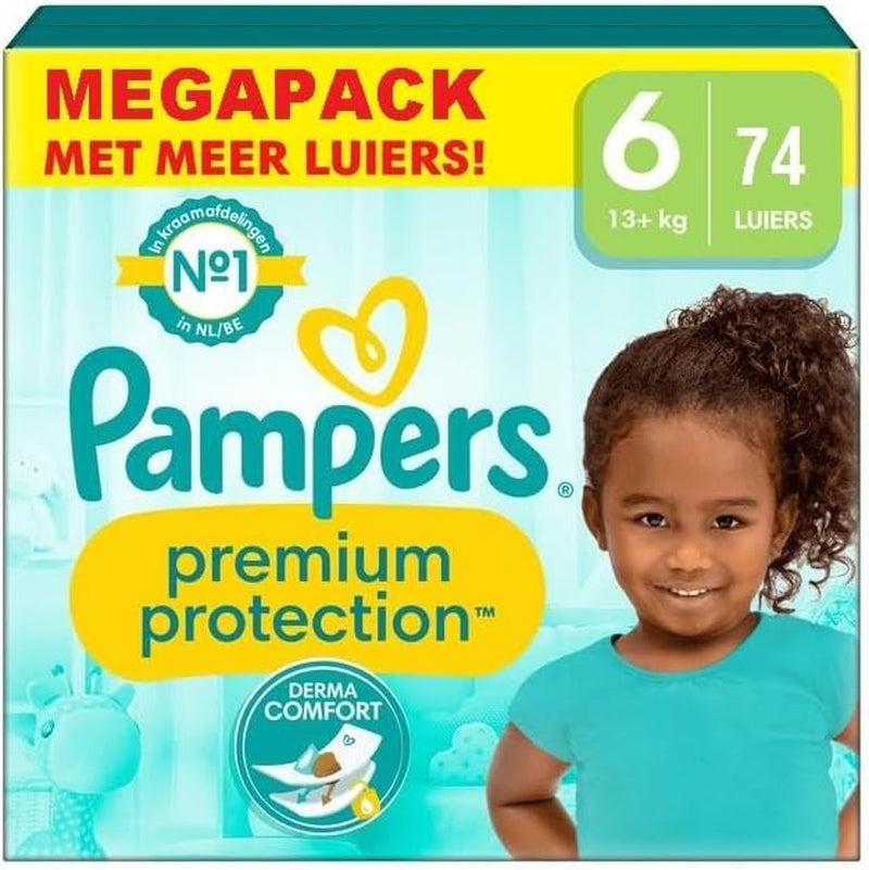 Pampers Premium Protection Velikost 6, 74 Plenky, 13kg+, #1 pro pohodlí a ochranu citlivé pokožky
