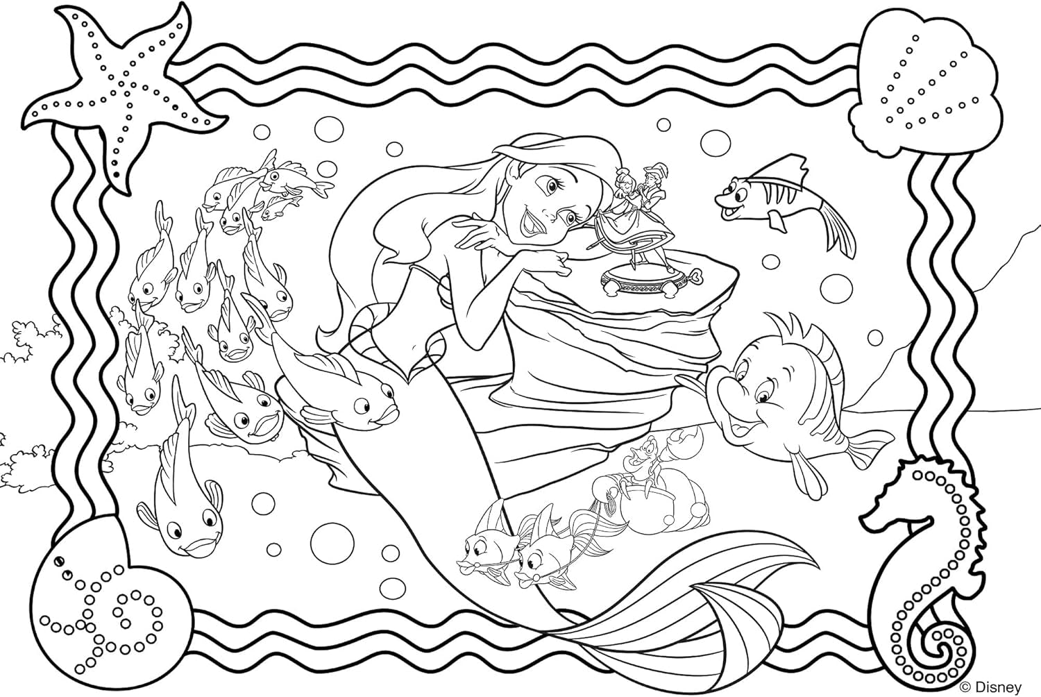 Lisciani - DISNEY Puzzle Ariel - Recreează și colorează scenele din cutiile tale preferate - de la 7 ani - PUZZLE DE MARE DIMENSIUNE cu 250 de piese - Încurajează dexteritatea Puzzle Naty Shop