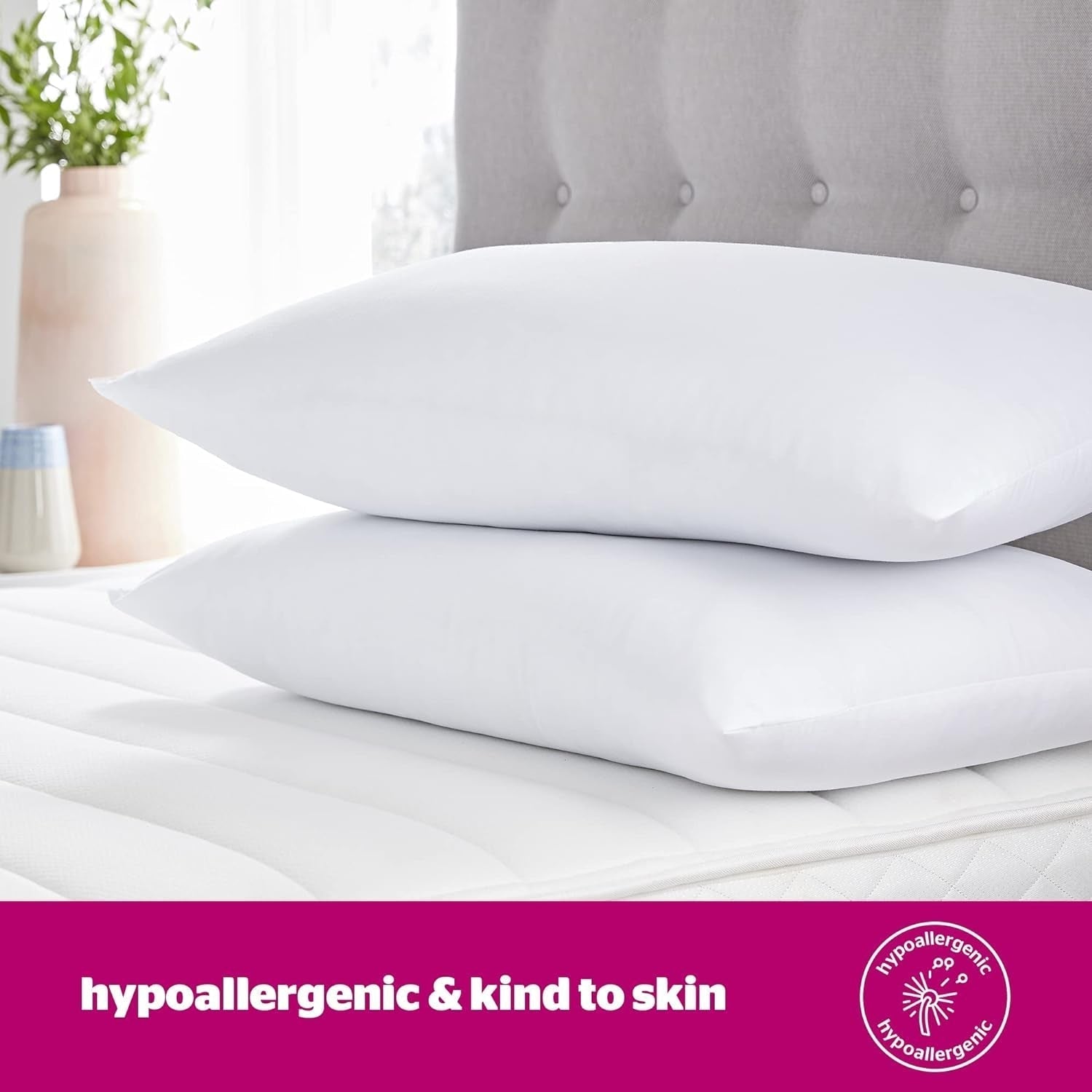 Pernă Silentnight Ultrabounce, alb, microfibră, alb, pachet de 2 Perne standard Naty Shop