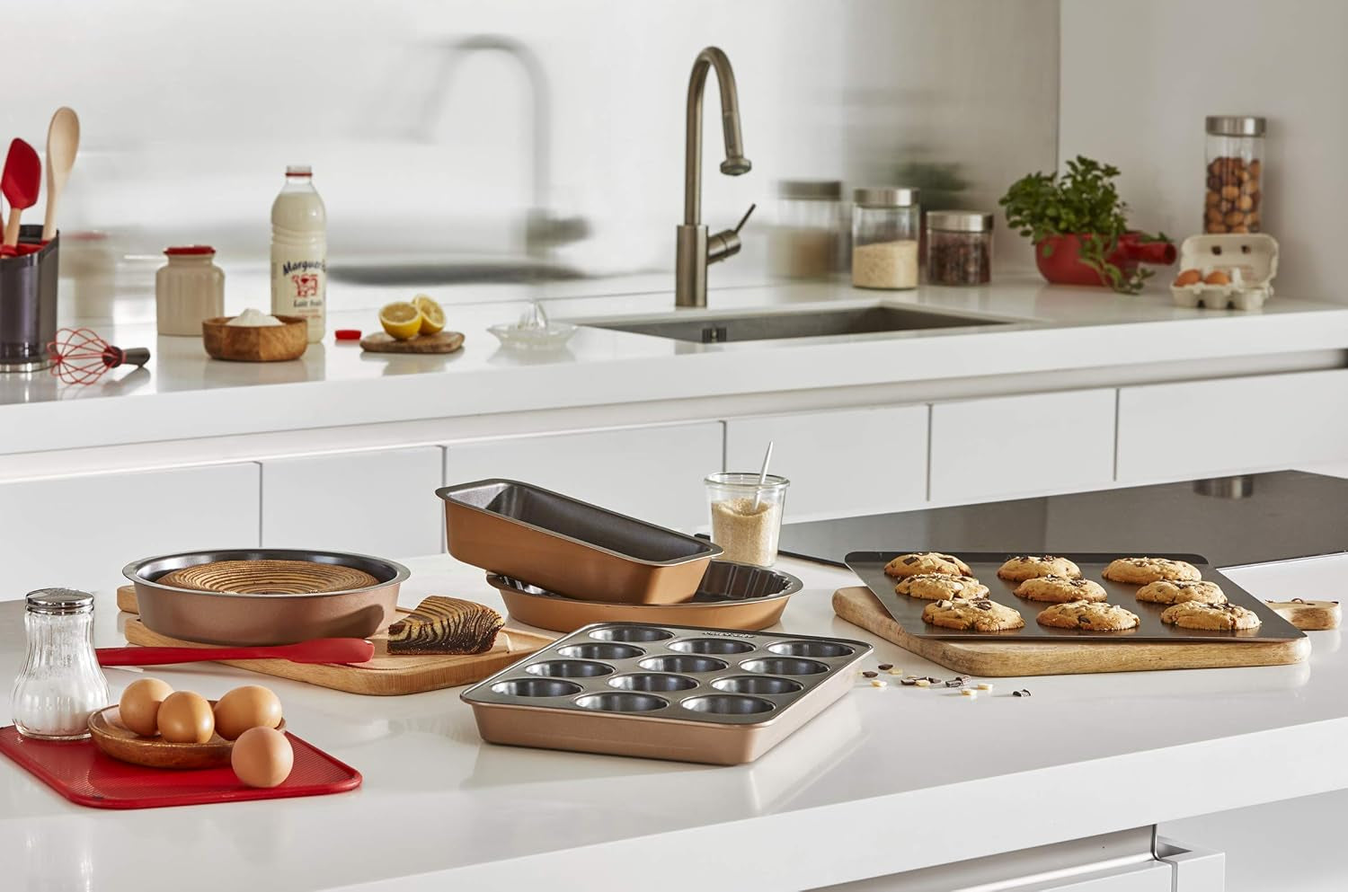 Tefal Airbake J2555014 Muffinform, Antihaftbeschichtung, Karbonstahl, Braun, 29 X 41 Cm Matrite si tavi pentru copt Naty Shop