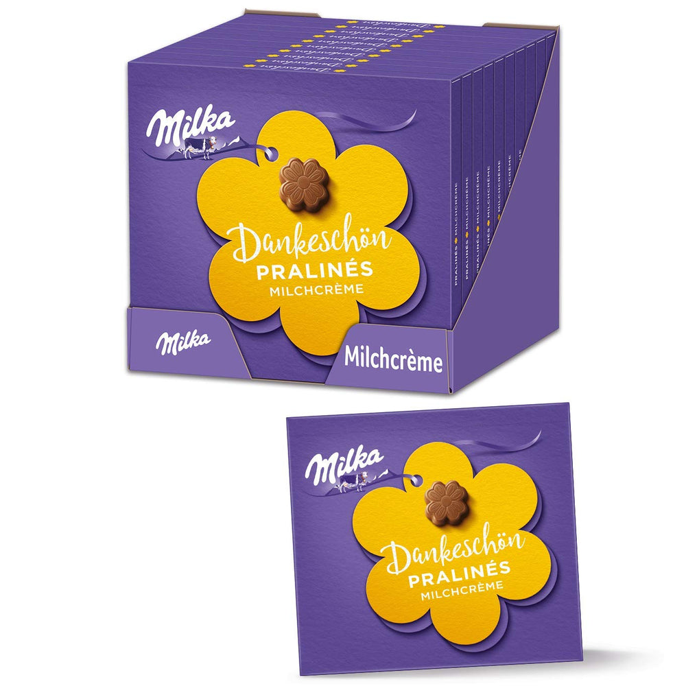 Pralinka Milka Little Thank You – Čokoláda z alpského mléka s jemnou mléčnou krémovou náplní – 12 x 44g