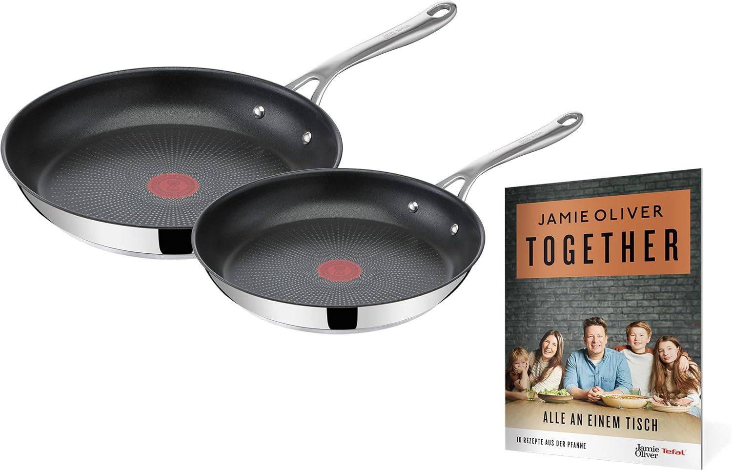 Tefal Jamie Oliver Cook'S Direct, nepřilnavý, vhodný na indukci, vhodné do trouby Hrnce a pánve Naty Shop S receptem "Společně" 24, 28 cm