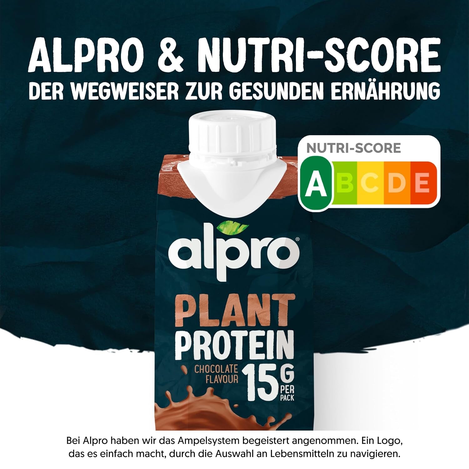 Alpro Proteindrink Schokoladengeschmack – Vegan und milchfrei – Ohne Süßstoffe – Von Natur aus lactosefrei – Reich an Ballaststoffen, Calcium und Vitaminen – 15 x 250 ml – Haltbar