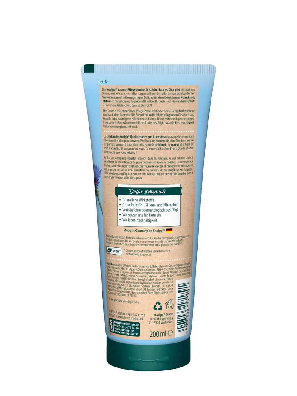 Kneipp Aroma, aromatický sprchový gel s přírodními výtažky z borůvky, slézu a přírodního vyživujícího oleje, 200 ml Sprcha a koupel Naty Shop