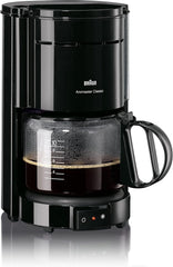 Espressor Braun KF 47 BK - Espressor cu filtru și carafă de sticlă pentru cafea clasică la filtru, cafea aromată datorită sistemului OptiBrew, sistem anti-picurare, oprire automată, negru