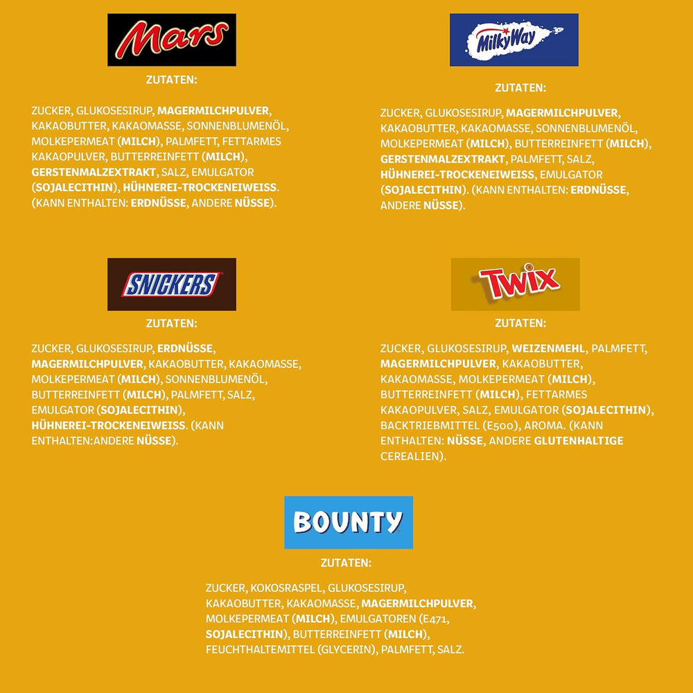 Hromadné balení mini míchané čokolády, čokoláda, 35 mini čokoládových svačin (Mars, Snickers, Bounty, Twix, Milky Way) jako sladkosti, čokoládový dárek, bonboniéra (710 g)