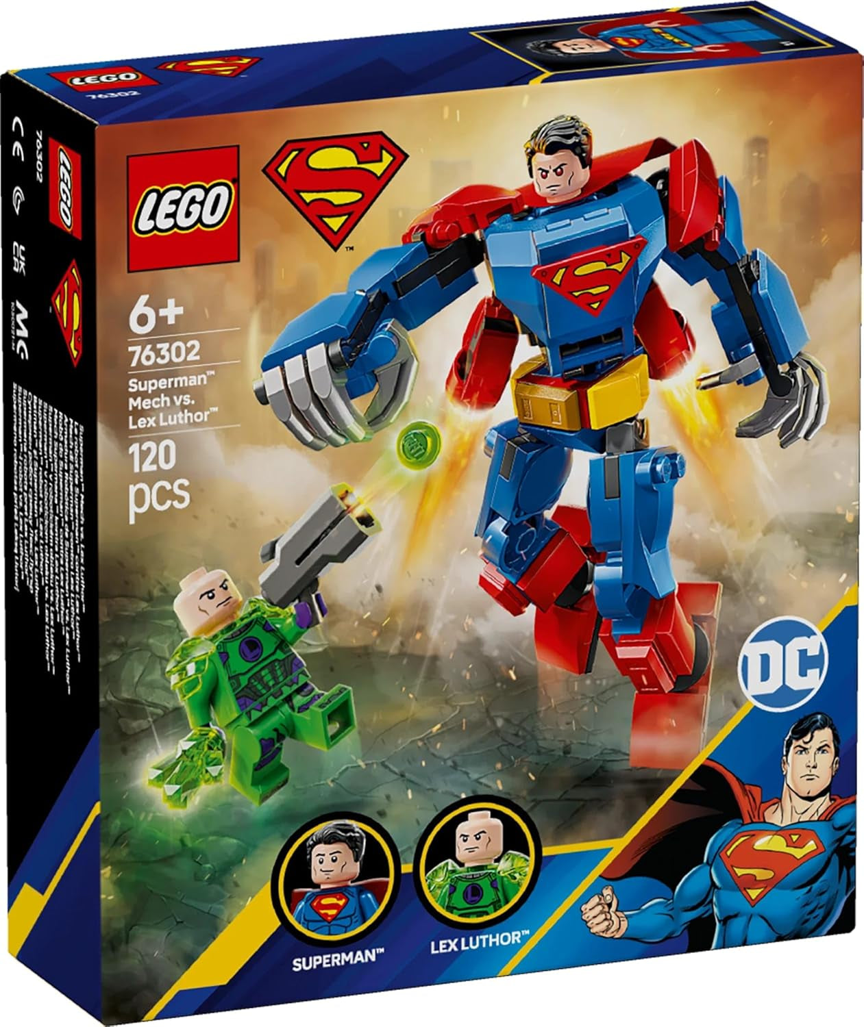 LEGO DC Superman Mech vs. Lex Luthor – Hračka superhrdiny se 2 minifigurkami – Sestavitelná akční figurka s pohyblivými pažemi, nohama a prsty – Dárek pro chlapce a dívky Věk 6+ 76302 Stavebnice Besuche den LEGO-Store