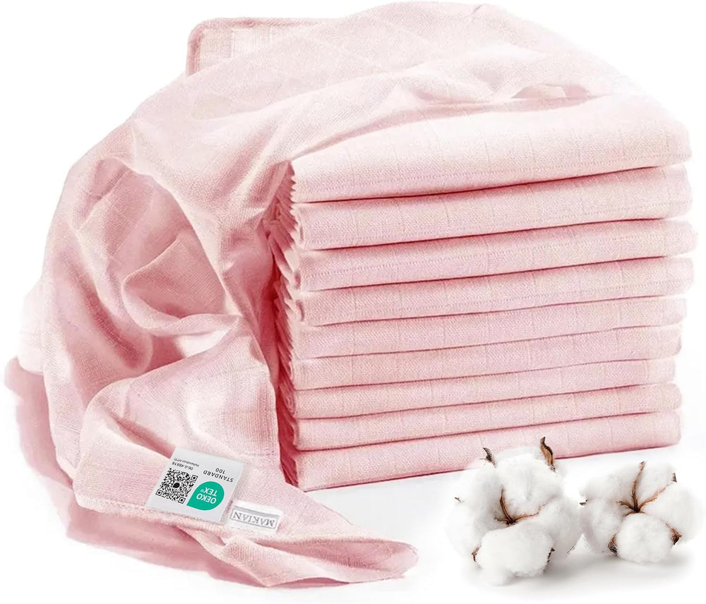 MAKIAN Mušelínové čtverce, Balení po 10 ks, 80x80 cm, Oeko-TEX® Standard 100 Certified, 10 Premium utěrky na odříhnutí – Dvojité tkané látkové čtverce / Mušelínové čtverce, odolné proti varu – bílé