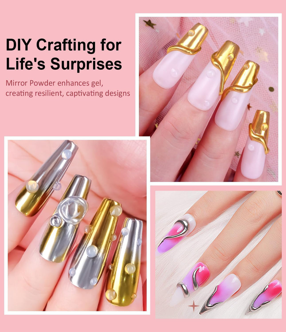 BISHENGYF Rose Gold Chrome Nail PowderNeue Upgrade Grosse Kapazität Chrom PulverSuper-Spiegeleffekt Metall Mirror Chrome Powder –Neon Glassy Pearl Effect Glitter Nagelkunst Pulver Für DIY Salon