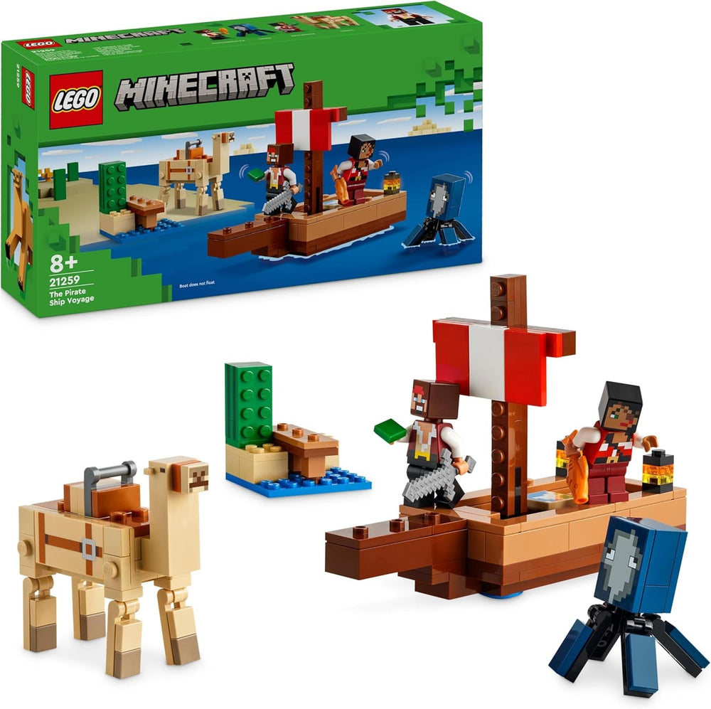 LEGO Minecraft Plavba pirátskou lodí Oliheň a velbloud Pirátská figurka Hračka na stavbu lodi Role Hrací dárek pro chlapce a dívky 8 let 21259 Stavebnice Besuche den LEGO-Store Výchozí název