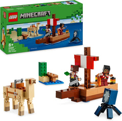LEGO Minecraft Plavba pirátskou lodí Oliheň a velbloud Pirátská figurka Hračka na stavbu lodi Role Hrací dárek pro chlapce a dívky 8 let 21259 Stavebnice Besuche den LEGO-Store Výchozí název