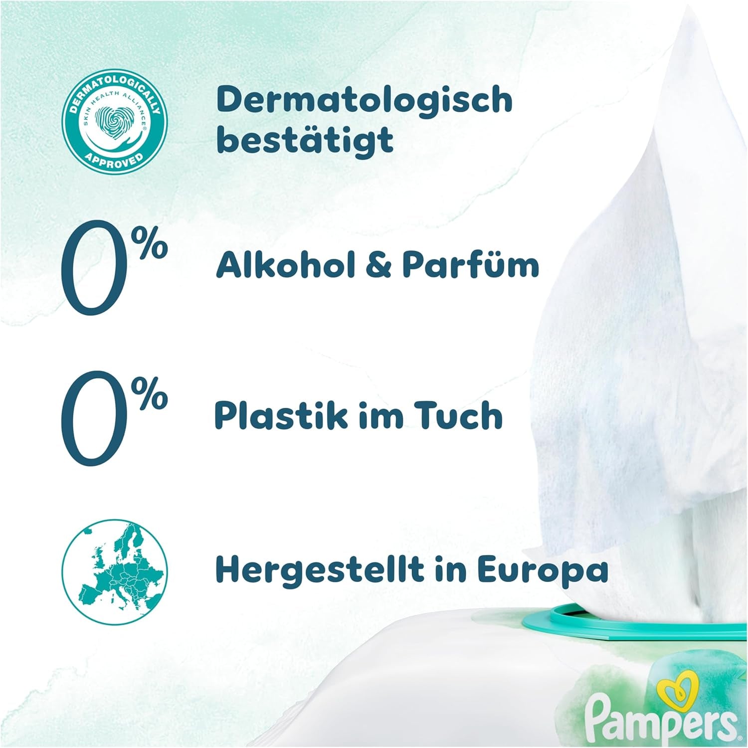 Pampers Harmony Aqua Baby vlhčené ubrousky, krabička, 1440 ubrousků (15 x 96), jemná ochrana pro jemnou pokožku s 99 % vody
