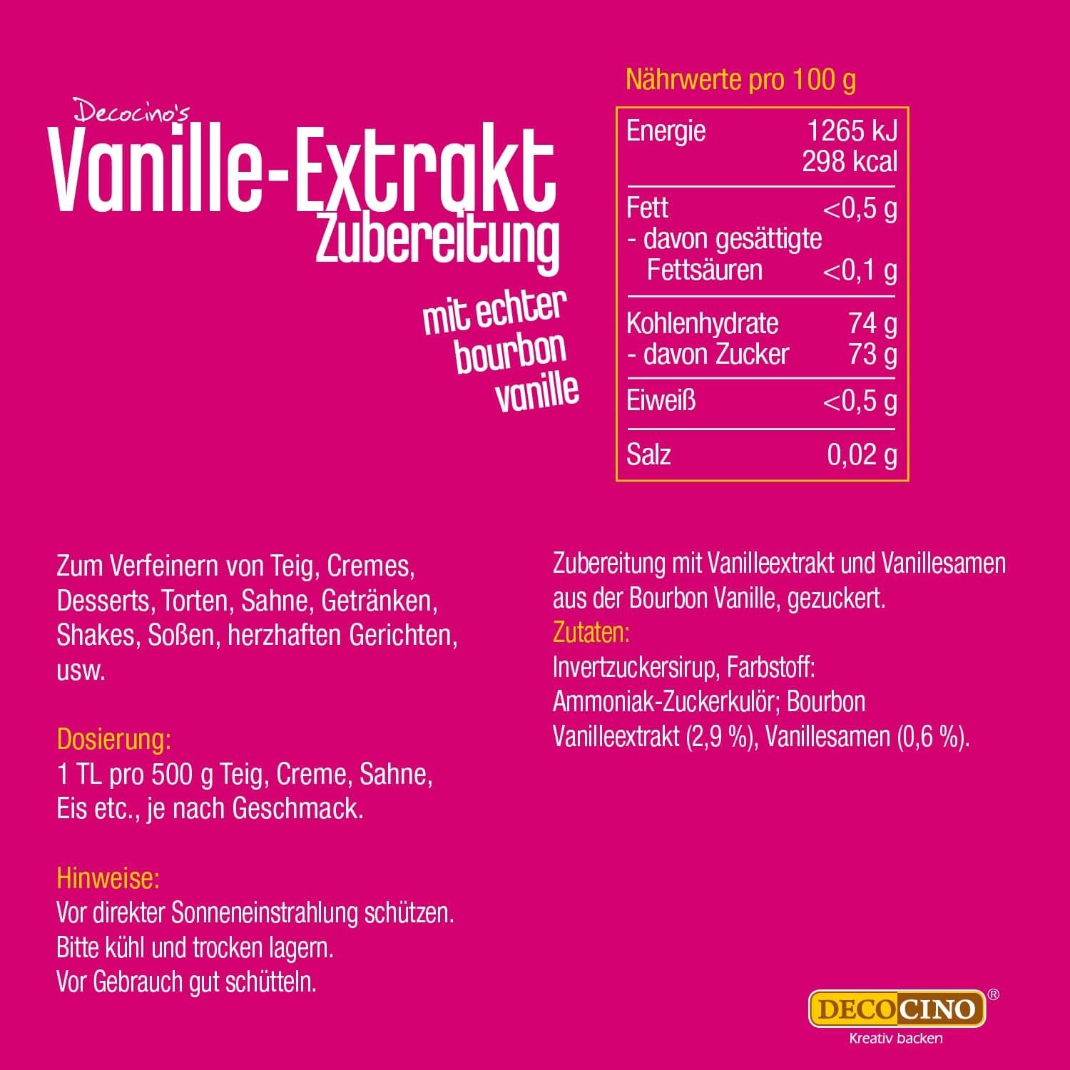 DECOCINO Extract de vanilie (20 ml) Arome Naty Shop