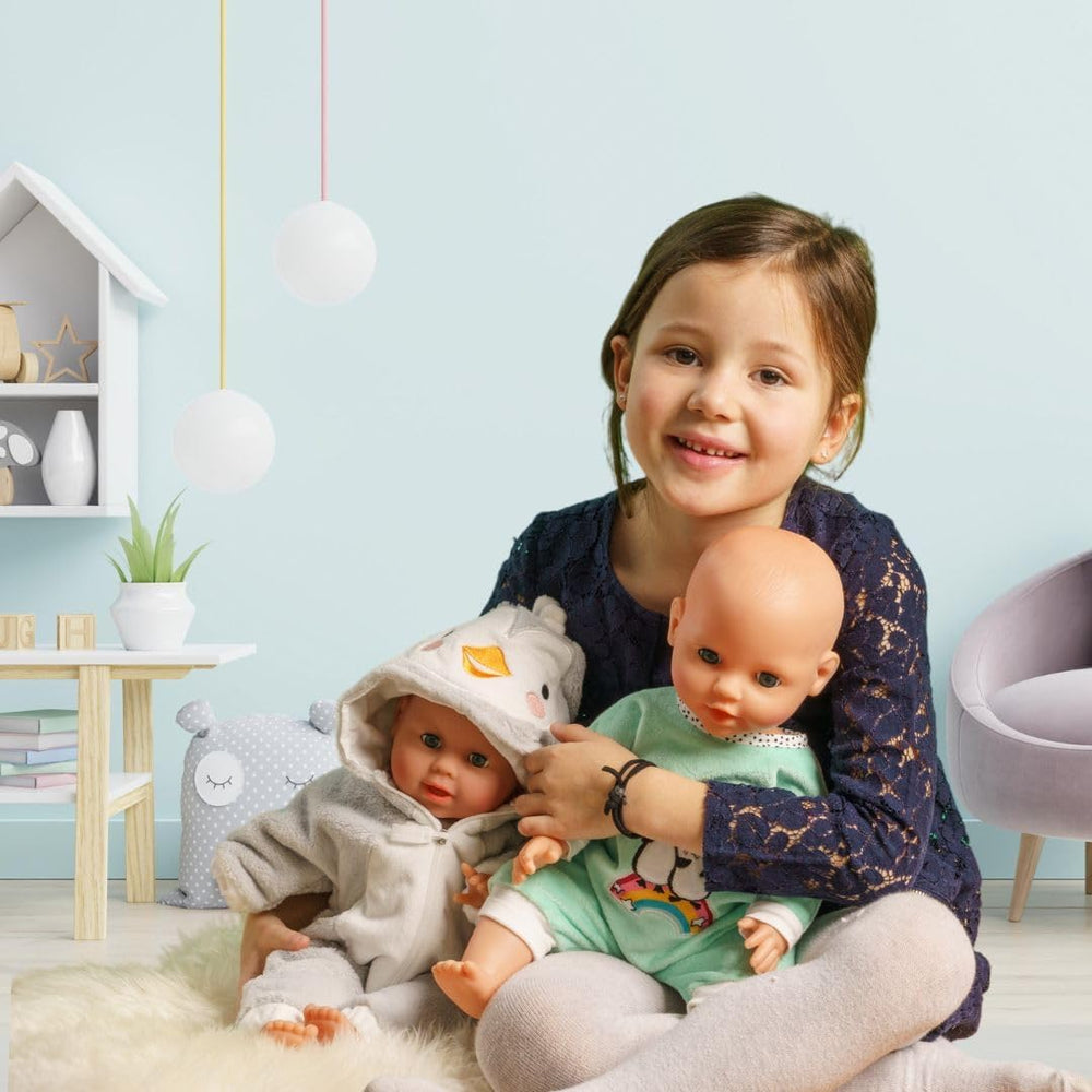 Heless 1181 - Salopă pentru păpușă cu design de pinguin cu buline, confecționată din velur moale cu broderie de înaltă calitate, mărimea 28 - 35 cm