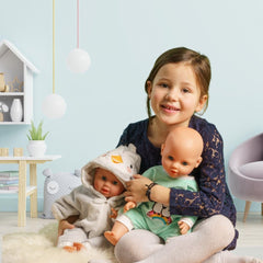 Heless 2181 - Dýně pro Puppen im Pinguin Pünktchen Design, aus Softvelours mit high-quality Bestickung, Größe 35 - 45 cm