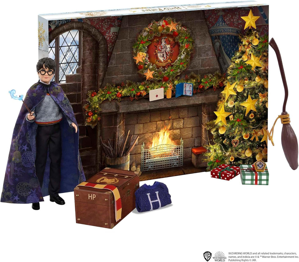 HARRY POTTER Nebelvírský adventní kalendář – 24 příběhů, kouzelná překvapení, bradavická společenská místnost, realistická tvář, pro fanoušky od 6 let, HND80 Naty Shop Dolls