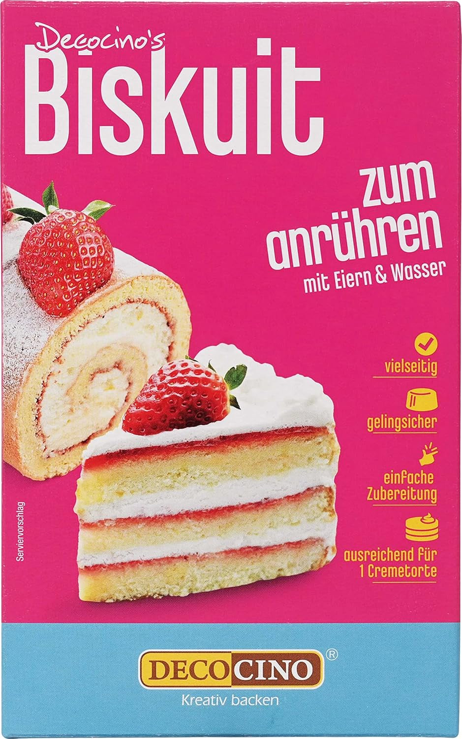DECOCINO Biscuit Backmischung (250 G) – Einfache Zubereitung – Gelingsicher – Zum Backen Von Luftigen Biskuitböden, Creme-Torten, Biskuitrollen Uvm. Výchozí název Naty Shop