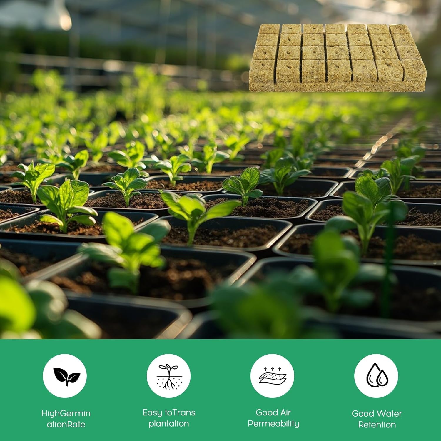 28 kostek Rockwool, sada Rockwool, podložka na pěstování Rockwool, hydroponická pěstební podložka bez půdy, kostka Rockwool, kostky Rockwool na odřezky, klonování, množení 4*4*4cm