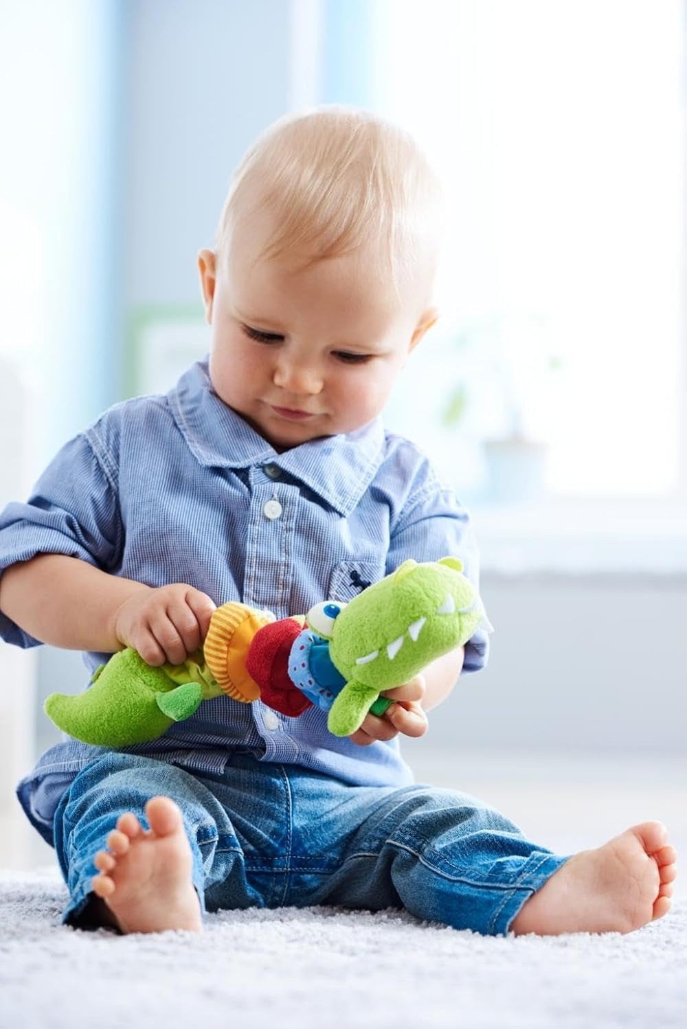 HABA 304759 - Zornăitor crocodil, jucărie pentru copii din țesătură cu motor cu zornăitor, jucărie de la 6 luni Jucarii Bebe Naty Shop